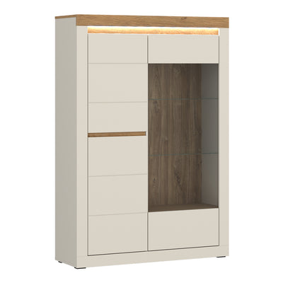 Naxxar Display Cabinet with 2 Doors (LH) in Cashmere and Stone Oak