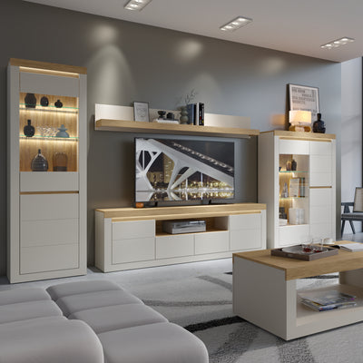 Naxxar Wall Shelf 194 cm in Cashmere and Stone Oak