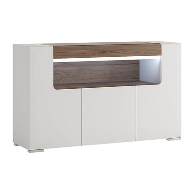 Toronto 3 Door Sideboard with open shelving (inc. Plexi Lighting) – FTG