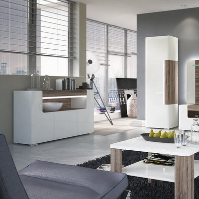 Toronto 3 Door Sideboard with open shelving (inc. Plexi Lighting) – FTG, view 6