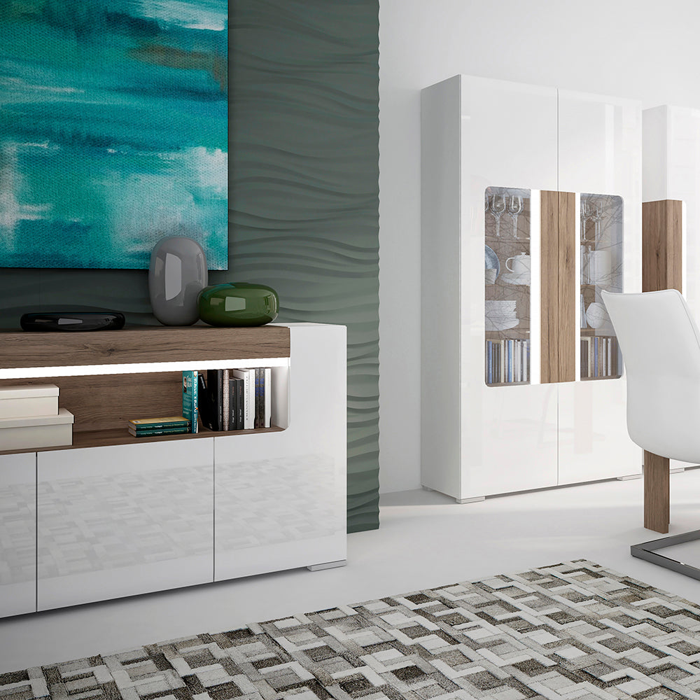Toronto 3 Door Sideboard with open shelving (inc. Plexi Lighting) – FTG, view 7