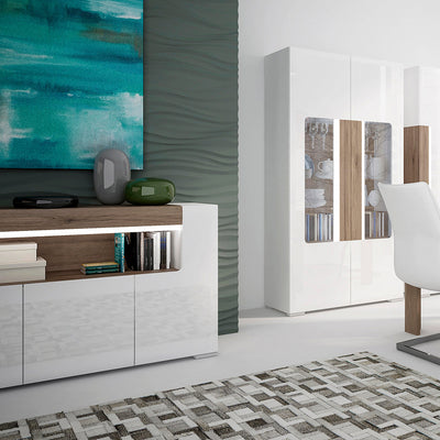 Toronto 3 Door Sideboard with open shelving (inc. Plexi Lighting) – FTG, view 7