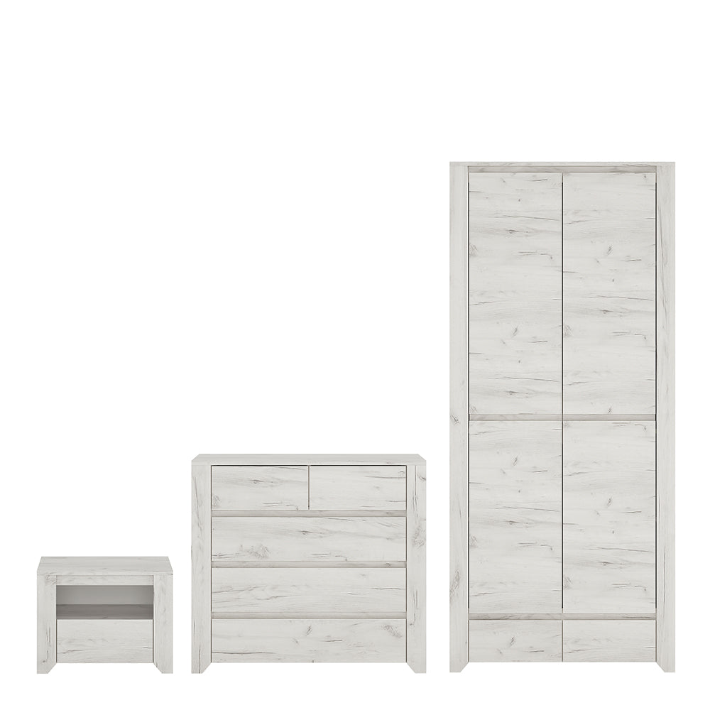 Angel Package - 1 Drawer Bedside Cabinet + 2+3 Chest of Drawers + 2 Door 2 Drawer Fitted Wardrobe – FTG