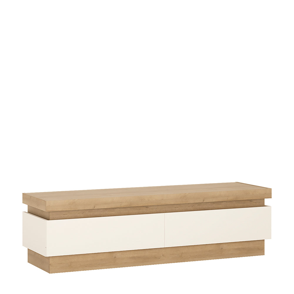 Lyon 2 Drawer TV Cabinet in Riviera Oak/White High Gloss – FTG