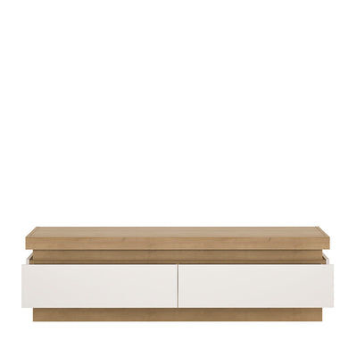 Lyon 2 Drawer TV Cabinet in Riviera Oak/White High Gloss – FTG, view 2