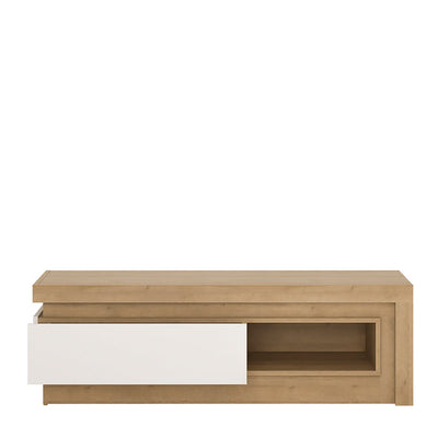 Lyon 1 Drawer TV Cabinet with Open Shelf in Riviera Oak/White High Gloss – FTG, view 2