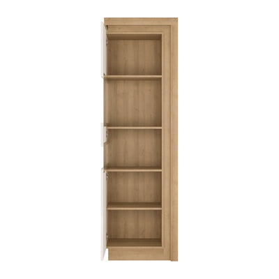 Lyon Tall Narrow Display Cabinet (LHD) in Riviera Oak/White High Gloss – FTG, view 3
