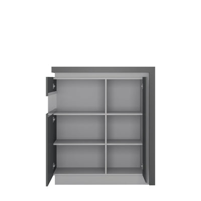 Lyon 2 Door Designer Cabinet (LH) in Platinum/Light Grey Gloss – FTG, view 2