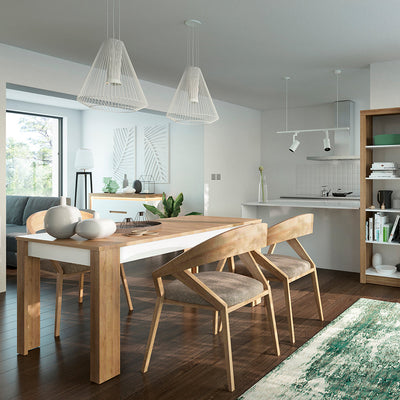Lyon Small Extending Dining Table 90-180cm in Riviera Oak/White High Gloss – FTG, view 3