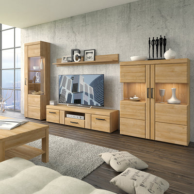 Cortina Tall Glazed Display Cabinet (RH) in Grandson Oak – FTG, view 3