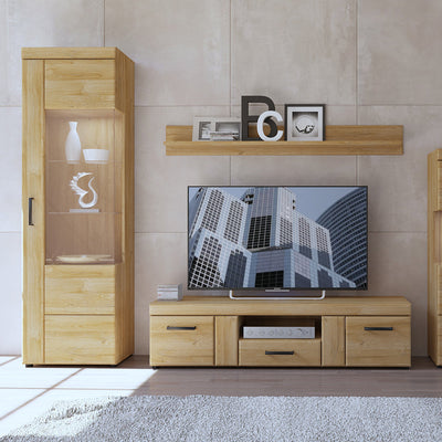 Cortina Tall Glazed Display Cabinet (RH) in Grandson Oak – FTG, view 4