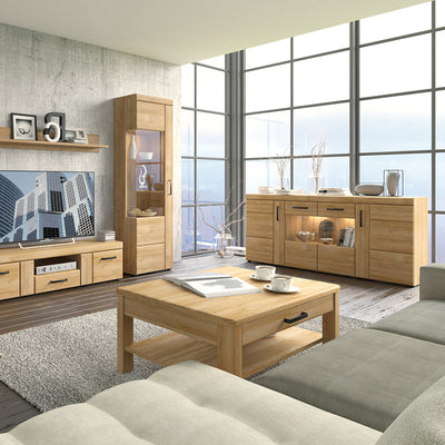 Cortina Tall Glazed Display Cabinet (LH) in Grandson Oak – FTG, view 3