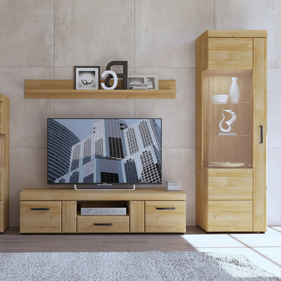 Cortina Tall Glazed Display Cabinet (LH) in Grandson Oak – FTG, view 4