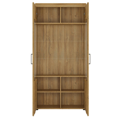 Cortina Tall Wide 2 Door glazed Display Cabinet in Grandson Oak – FTG, view 2
