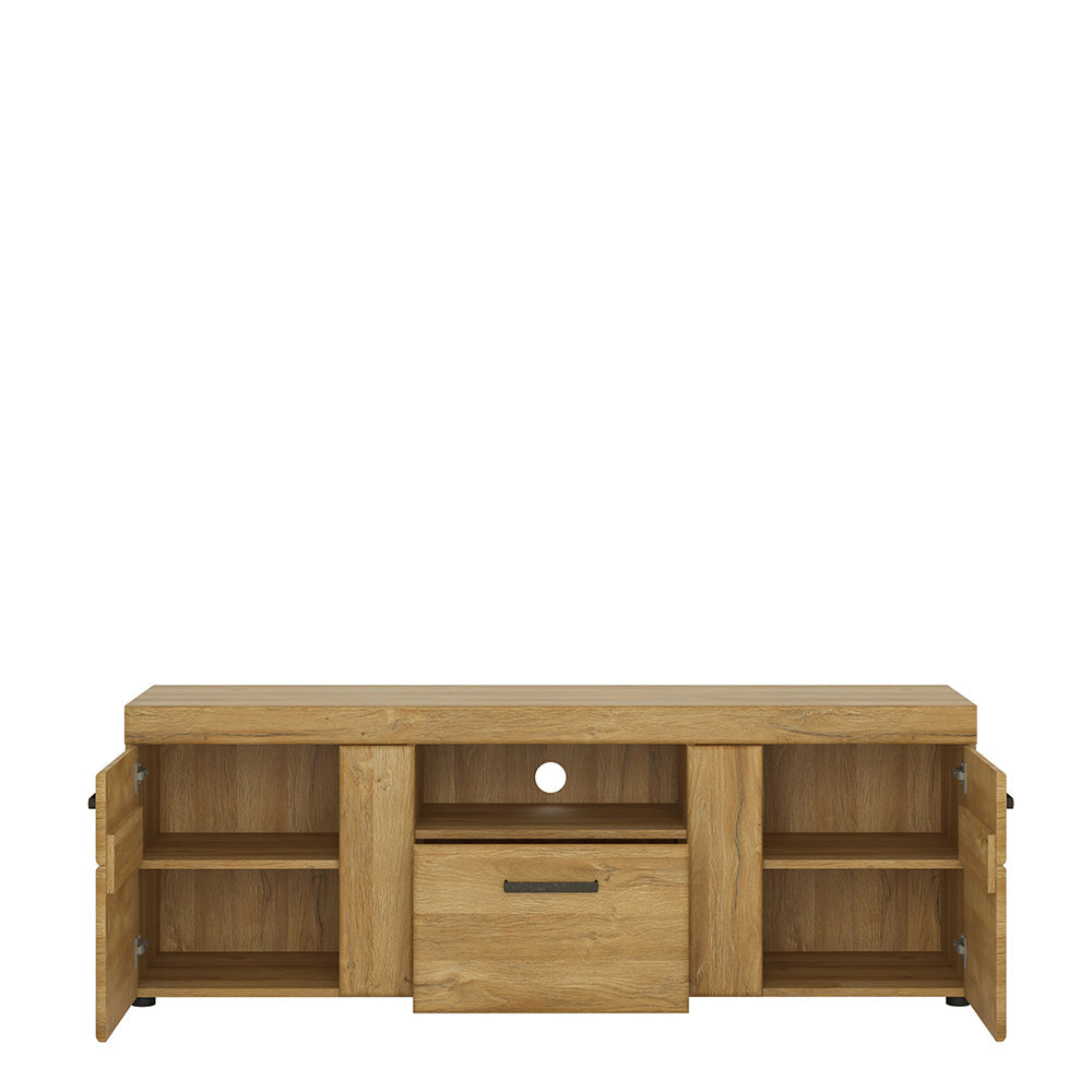 Cortina 2 Door 1 Drawer Tall TV Cabinet in Grandson Oak – FTG, view 2