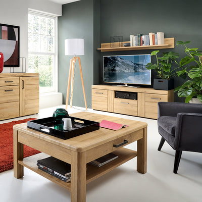 Cortina 2 Door 1 Drawer Tall TV Cabinet in Grandson Oak – FTG, view 4