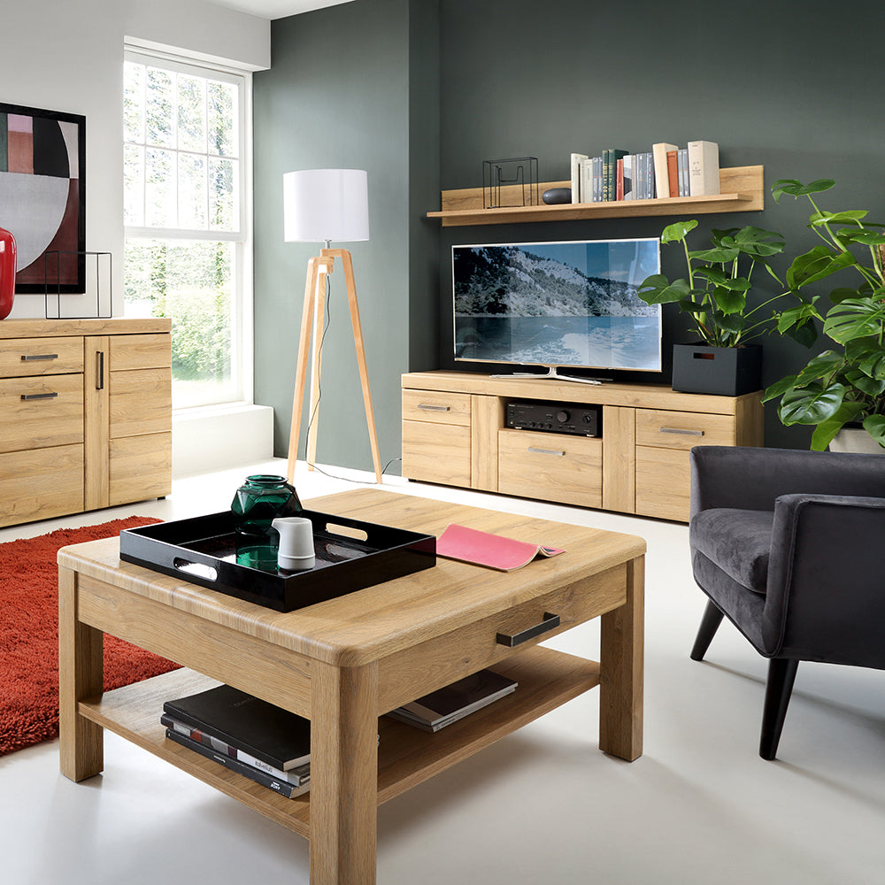 Cortina 1 Drawer Coffee Table in Grandson Oak – FTG, view 6