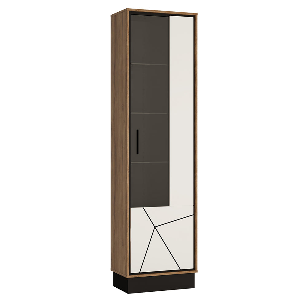 Brolo Tall Glazed Display Cabinet (RH) With the Walnut and Dark Panel Finish – FTG