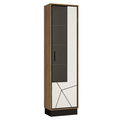 Brolo Tall Glazed Display Cabinet (RH) With the Walnut and Dark Panel Finish – FTG