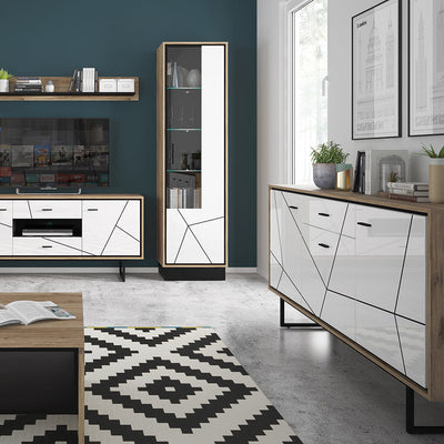 Brolo Tall Glazed Display Cabinet (RH) With the Walnut and Dark Panel Finish – FTG, view 3