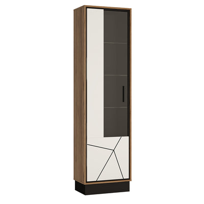 Brolo Tall Glazed Display Cabinet (LH) With the Walnut and Dark Panel Finish – FTG
