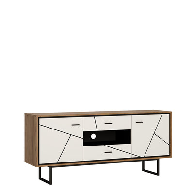 Brolo 2 Door 2 Drawer TV Unit With the Walnut and Dark Panel Finish – FTG