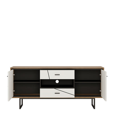 Brolo 2 Door 2 Drawer TV Unit With the Walnut and Dark Panel Finish – FTG, view 2