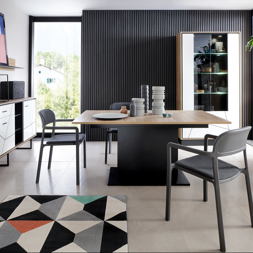 Brolo Extending Dining Table 160-200cm in Walnut and Dark Panel Finish – FTG, view 3