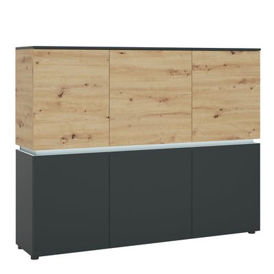 Luci 6 Door Cabinet (including LED lighting) in Platinum and Oak – FTG