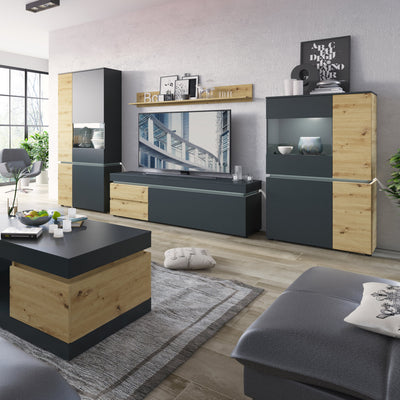 Luci 6 Door Cabinet (including LED lighting) in Platinum and Oak – FTG, view 3