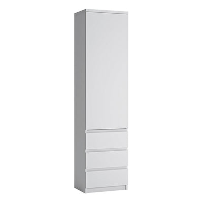 Fribo Tall Narrow 1 Door 3 Drawer Cupboard in White – FTG