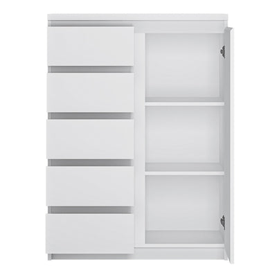 Fribo 1 Door 5 Drawer Cabinet in White – FTG, view 2