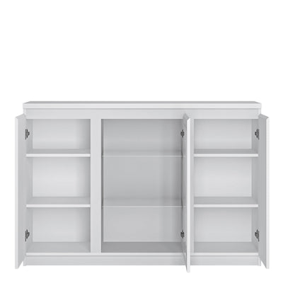 Fribo 3 Door Sideboard (Glazed Centre) in White – FTG, view 2
