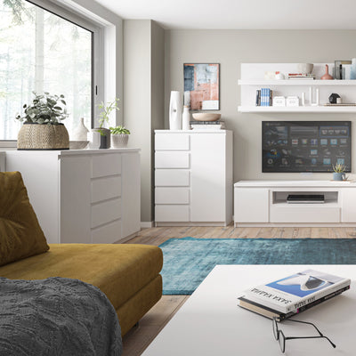 Fribo 3 Door Sideboard (Glazed Centre) in White – FTG, view 3