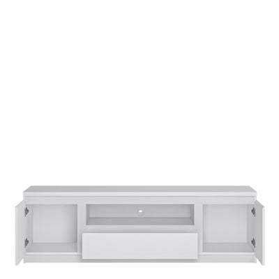 Fribo 2 Door 1 Drawer 166cm Wide TV Cabinet in White – FTG, view 2
