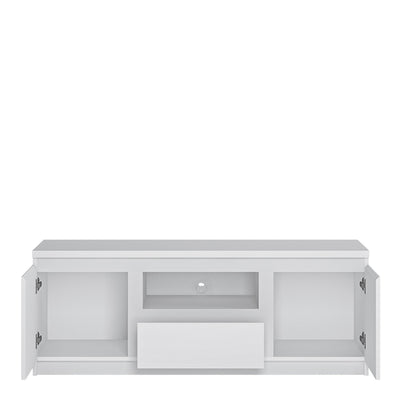 Fribo 2 Door 1 Drawer 136cm Wide TV Cabinet in White – FTG, view 2