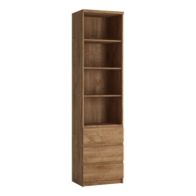 Fribo Tall Narrow 3 Drawer Bookcase in Oak – FTG