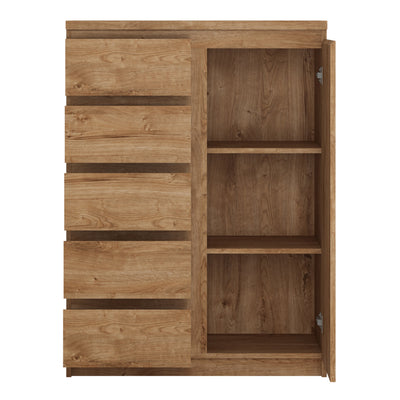 Fribo 1 Door 5 Drawer Cabinet in Oak – FTG, view 2
