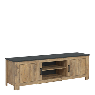 Rapallo 2 Door 189cm wide TV Cabinet in Chestnut and Matera Grey – FTG