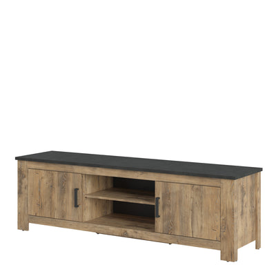 Rapallo 2 Door 189cm wide TV Cabinet in Chestnut and Matera Grey – FTG, view 2