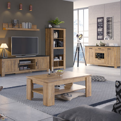 Rapallo 1 Door 138 cm TV Cabinet in Chestnut and Matera Grey – FTG, view 4