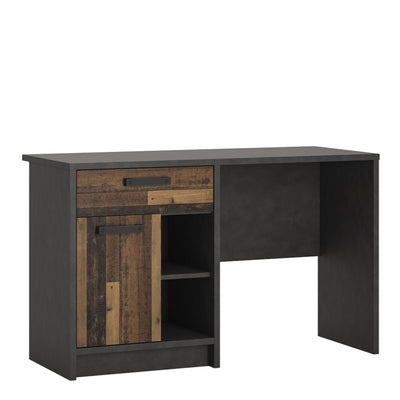 Brooklyn Desk with 1 Door and 1 Drawer in Walnut and Dark Matera Grey – FTG