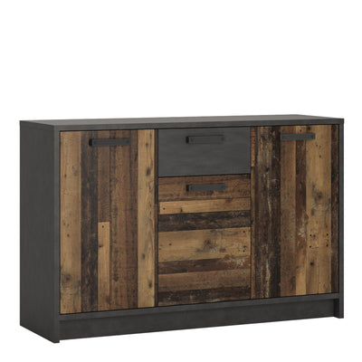 Brooklyn Cabinet with 3 Doors and 1 Drawer in Walnut and Dark Matera Grey – FTG
