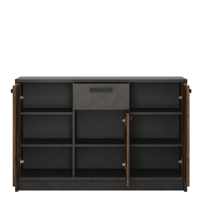 Brooklyn Cabinet with 3 Doors and 1 Drawer in Walnut and Dark Matera Grey – FTG, view 2