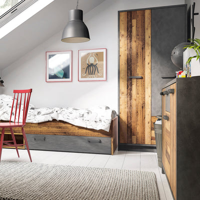 Brooklyn Cabinet with 3 Doors and 1 Drawer in Walnut and Dark Matera Grey – FTG, view 3