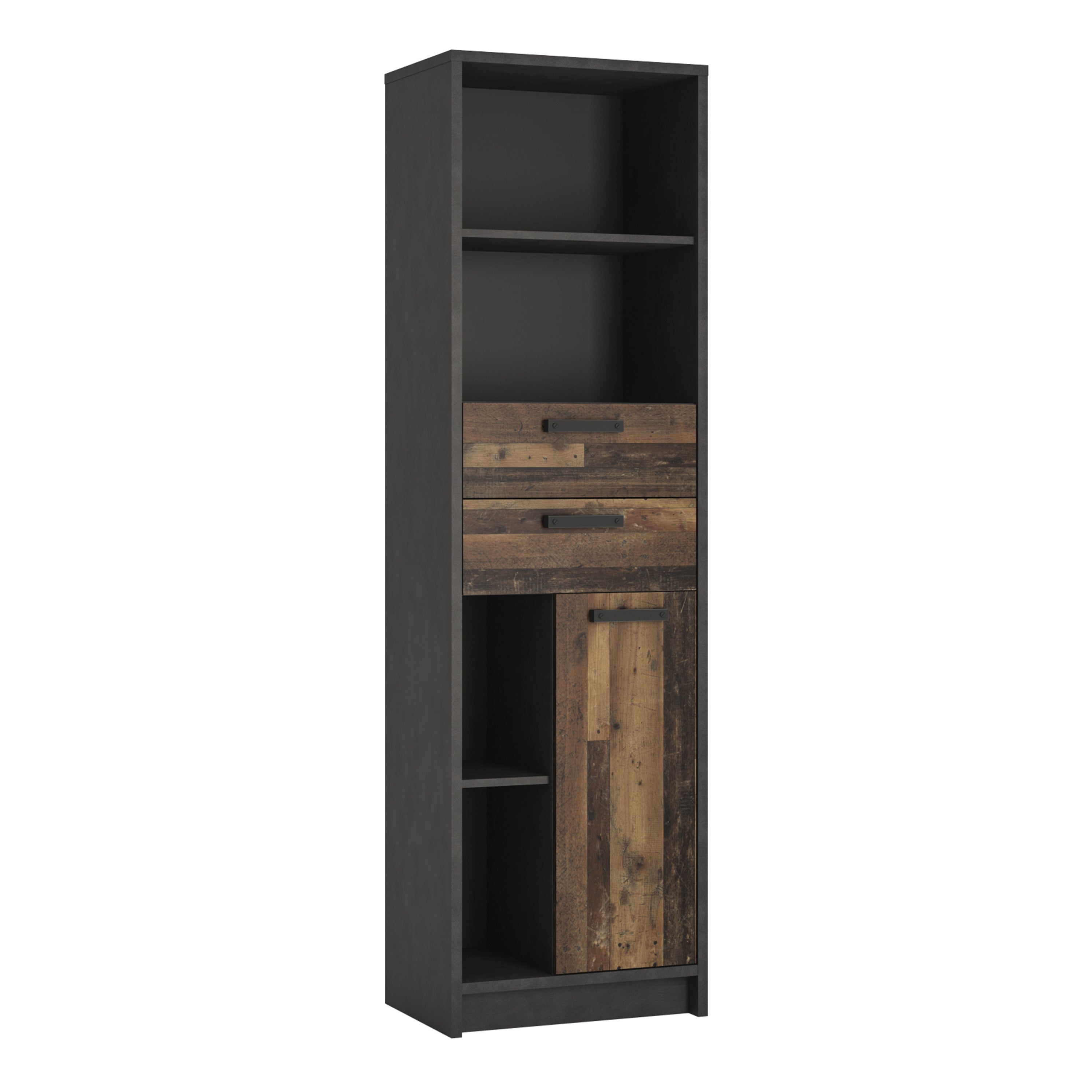 Brooklyn Bookcase in Walnut and Dark Matera Grey – FTG