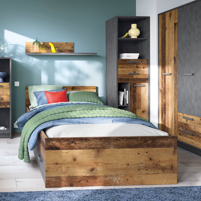 Brooklyn 2 Door Wardrobe with 2 Drawers in Walnut and Dark Matera Grey – FTG, view 3