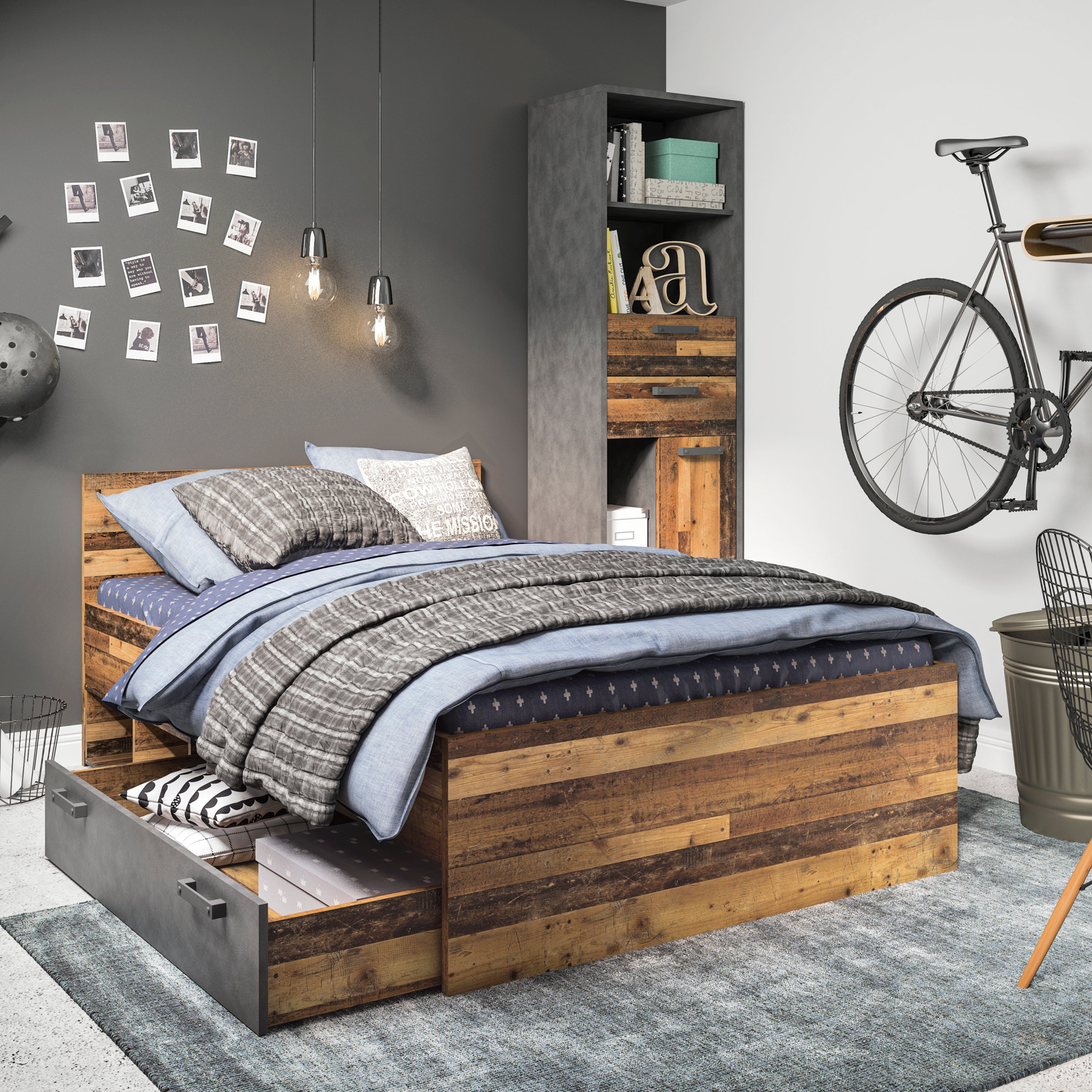 Brooklyn Single Bed 120cm in Walnut – FTG, view 5