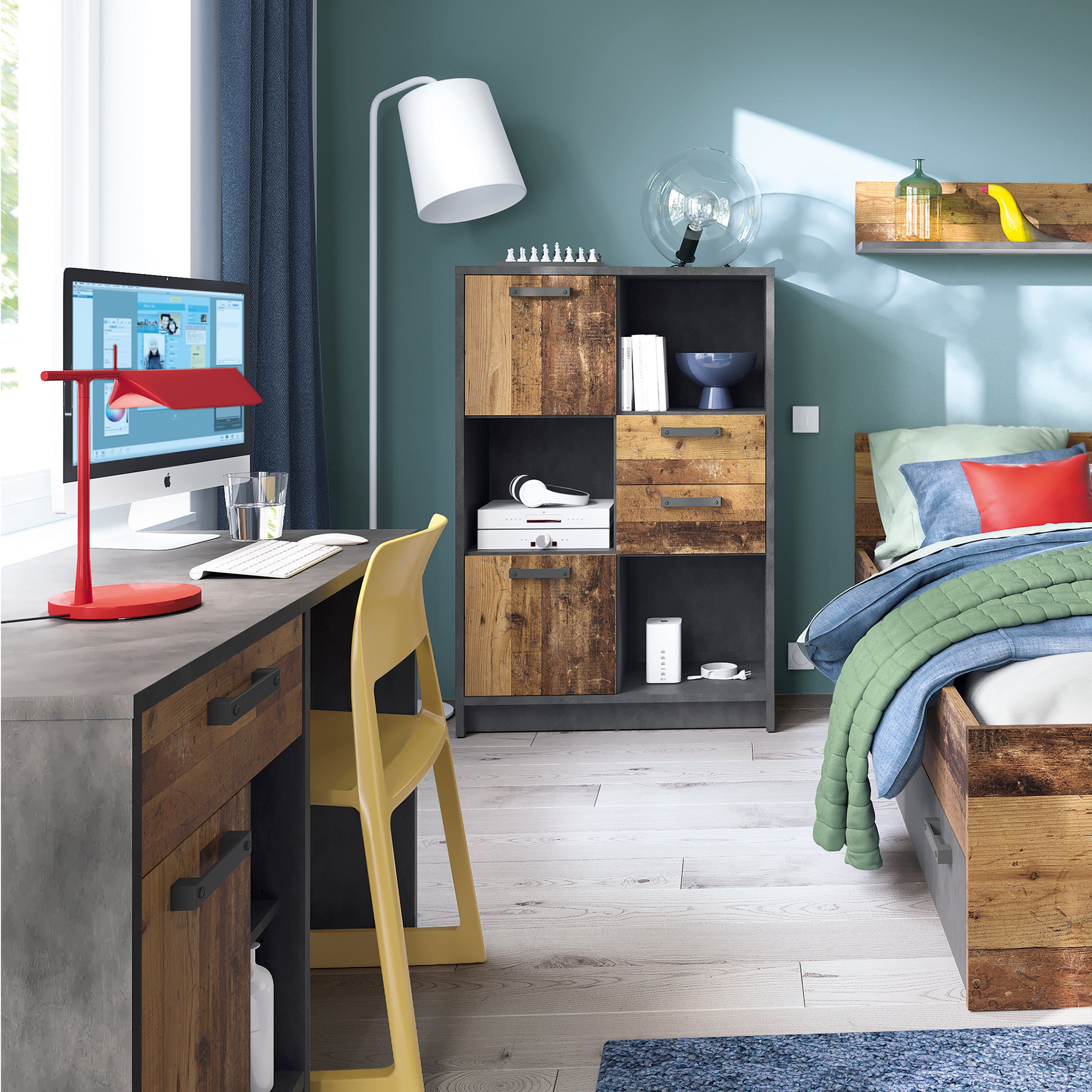 Brooklyn Single Bed 90cm in Walnut – FTG, view 4
