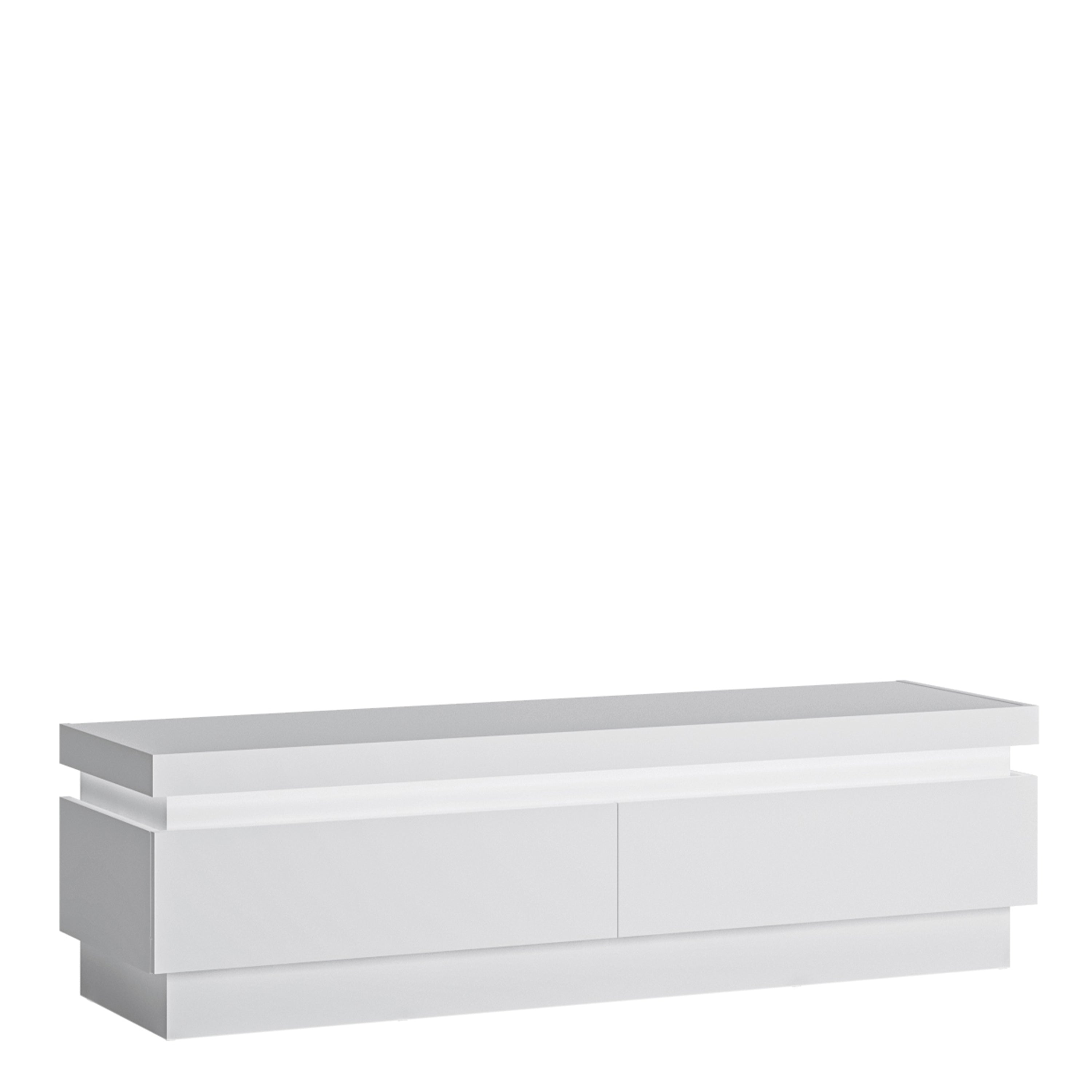 Lyon 2 Drawer TV Cabinet (including LED lighting) in White and High Gloss – FTG